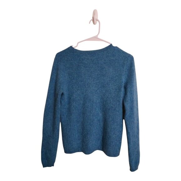 Tahari Sweater Women M Blue Pure Luxe Cashmere Minimalist Preppy Career Holiday - Picture 2 of 6